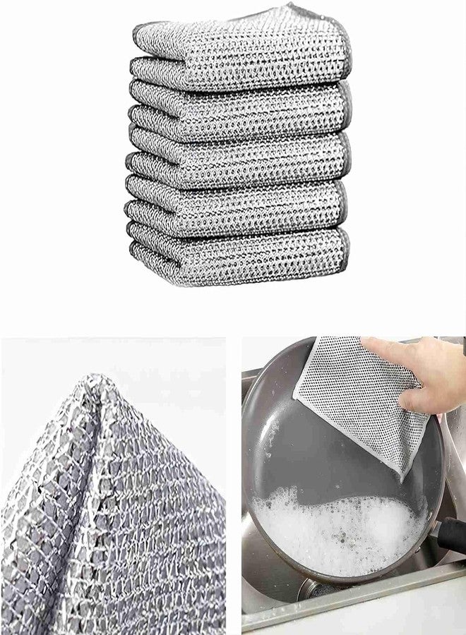 Afrodite Non Scratch Wire Dishcloth, Multipurpose Wire Dishwashing Rag for Wet and Dry, Multifunctional Dish Rags for Washing Dishes, Reusable Steel Wool Scrubber for Kitchen Cleaning (6pcs) - Image 1